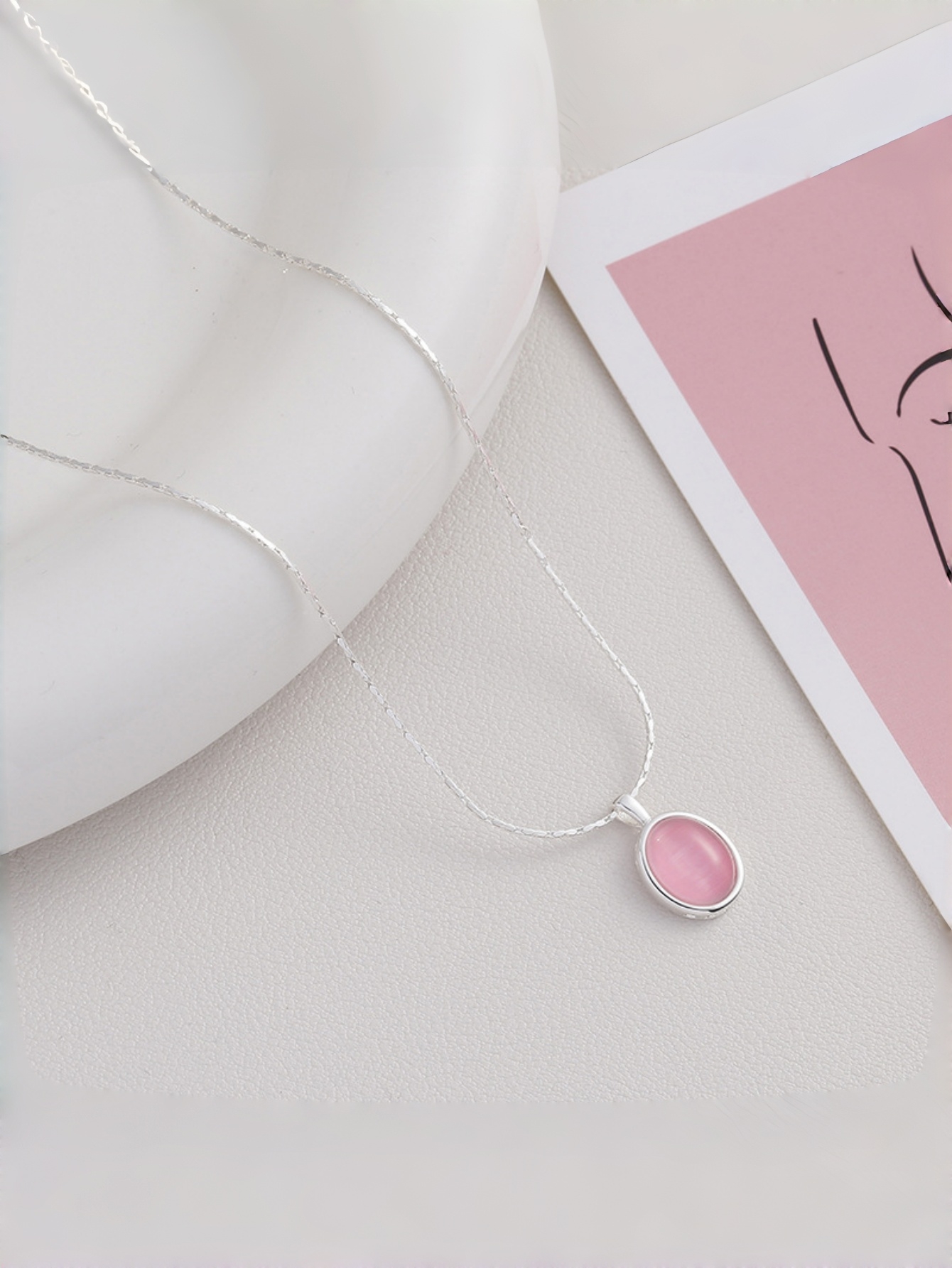 Silver Gemstone Pendant Necklace