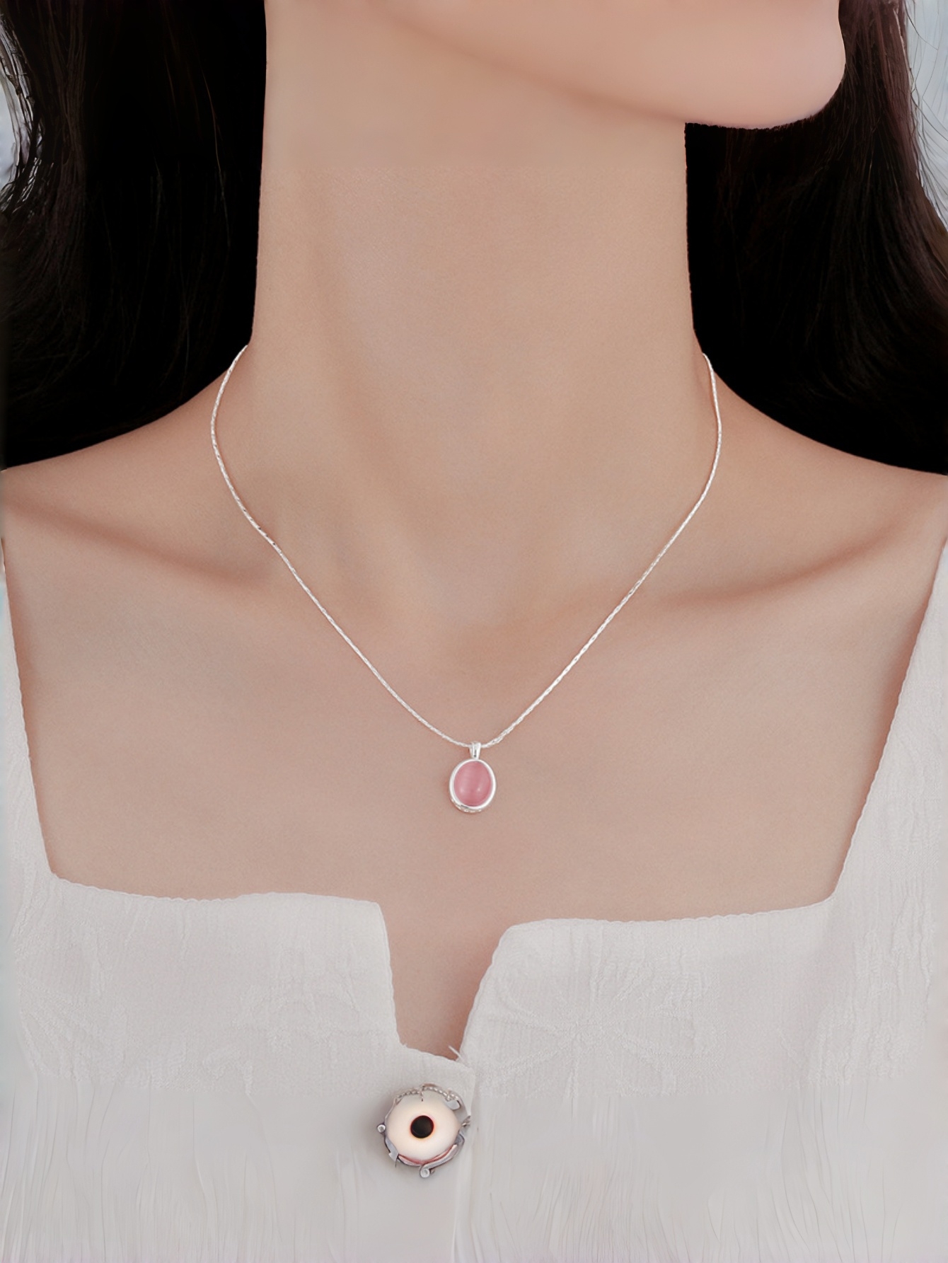 Silver Gemstone Pendant Necklace