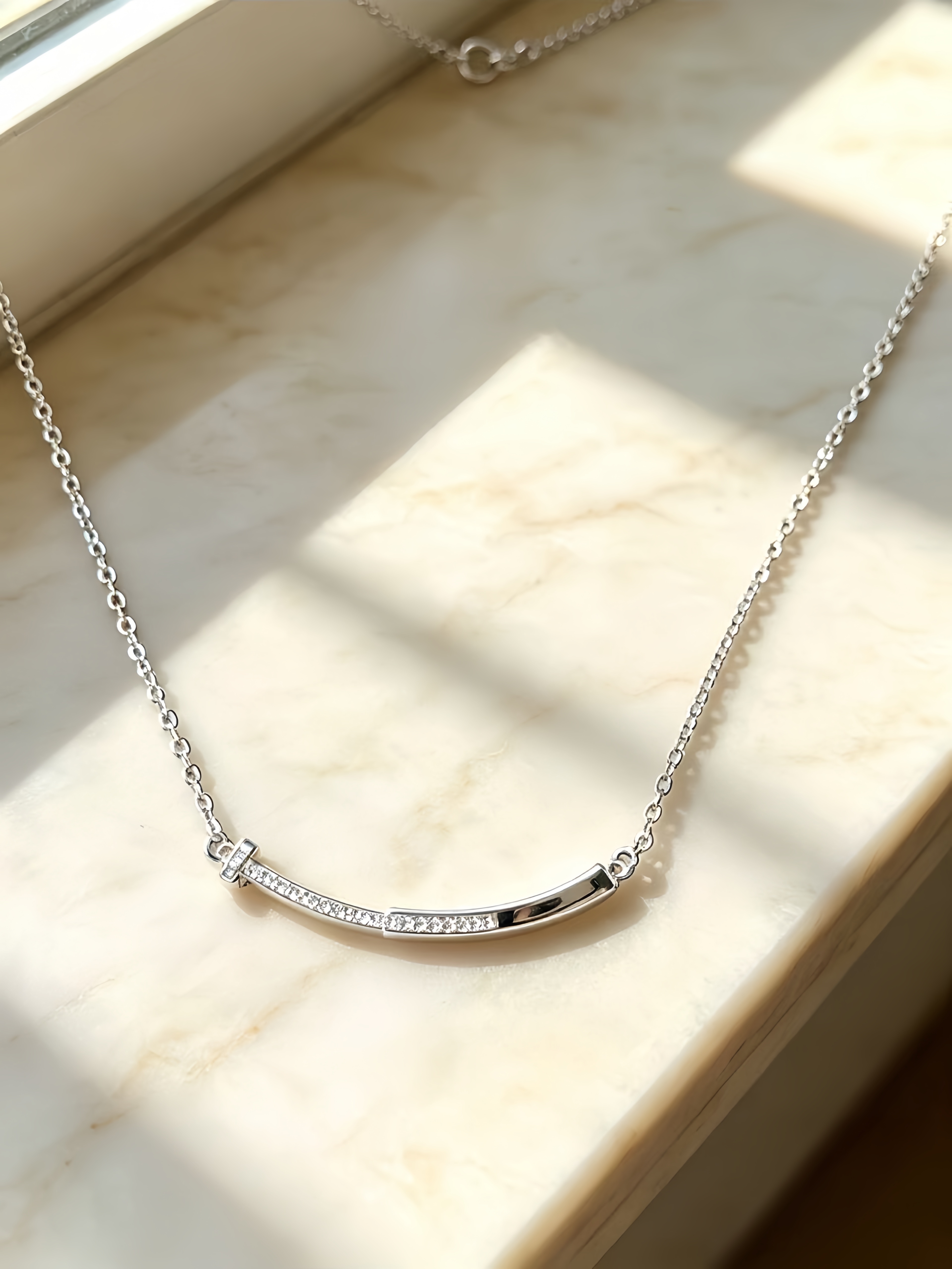 Silver Crystal Pendant Necklace