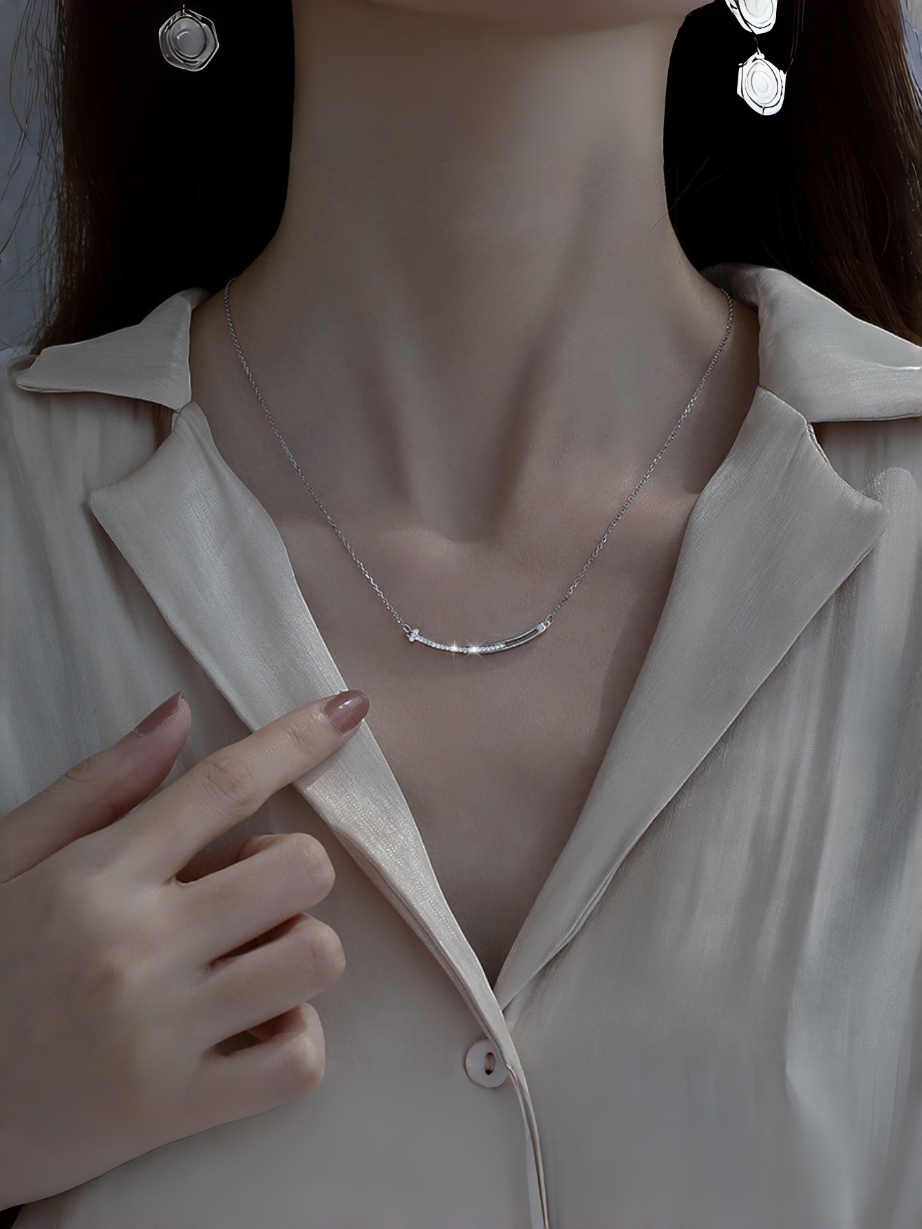 Silver Crystal Pendant Necklace