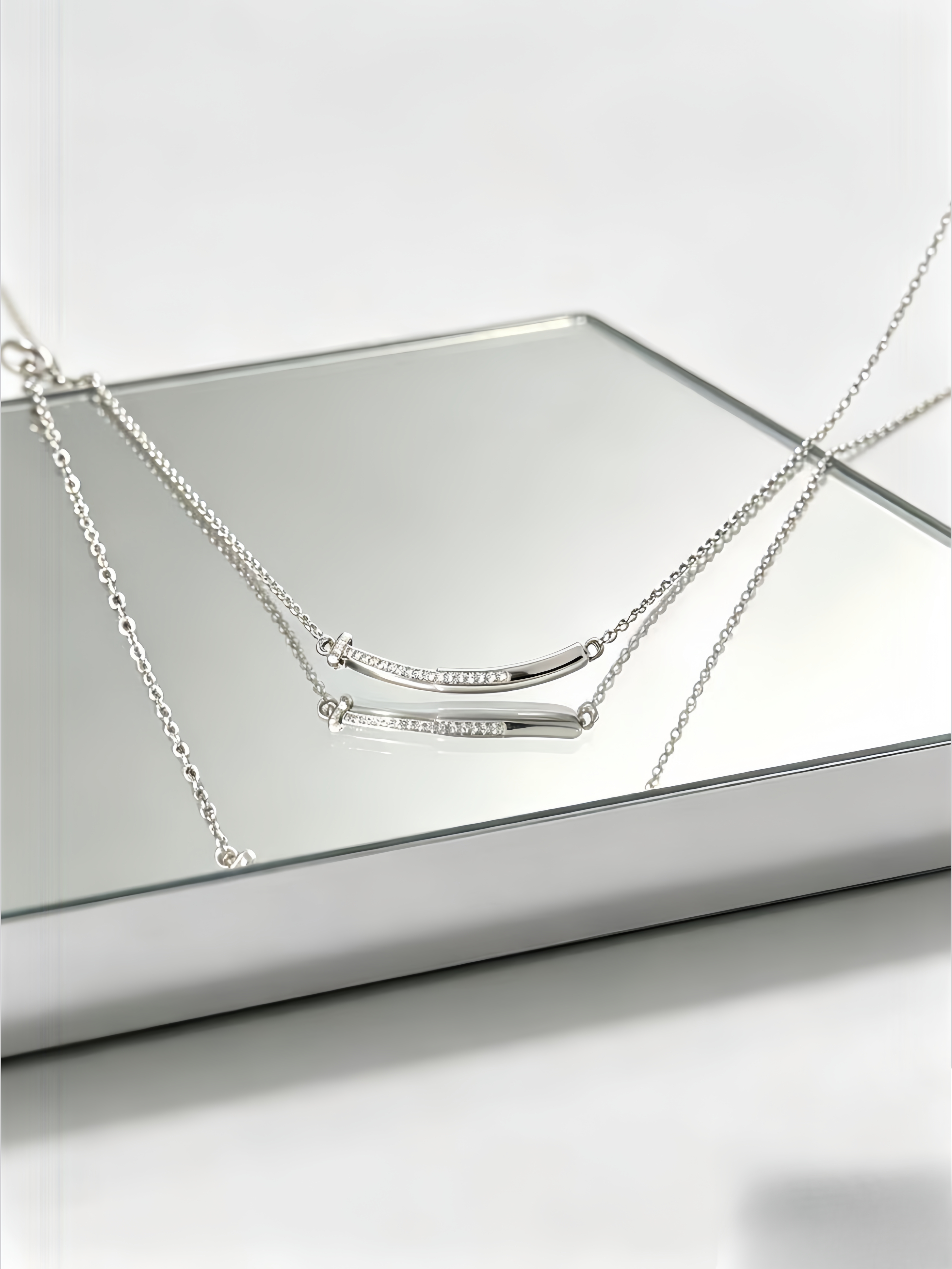Silver Crystal Pendant Necklace