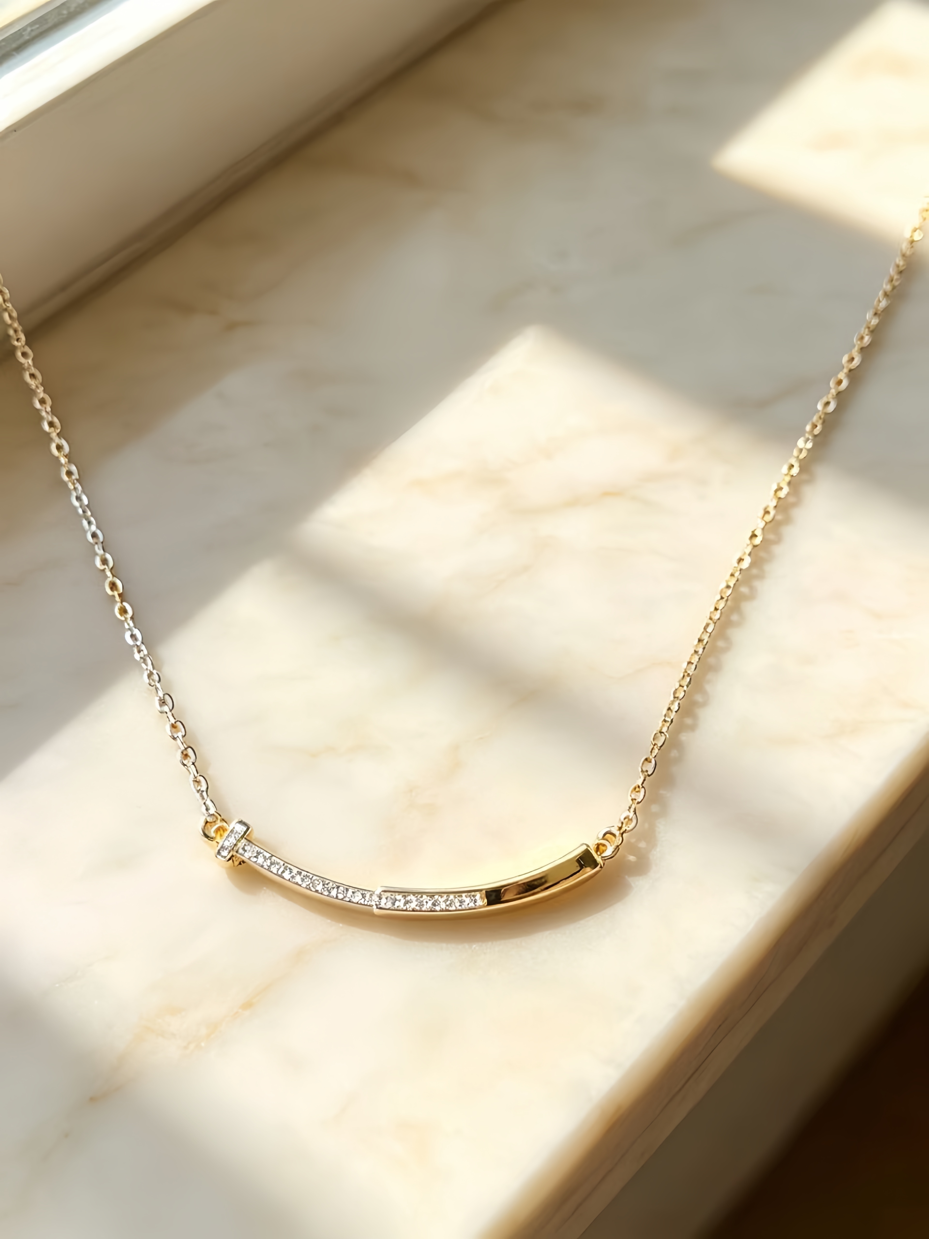Gold Crystal Pendant Necklace