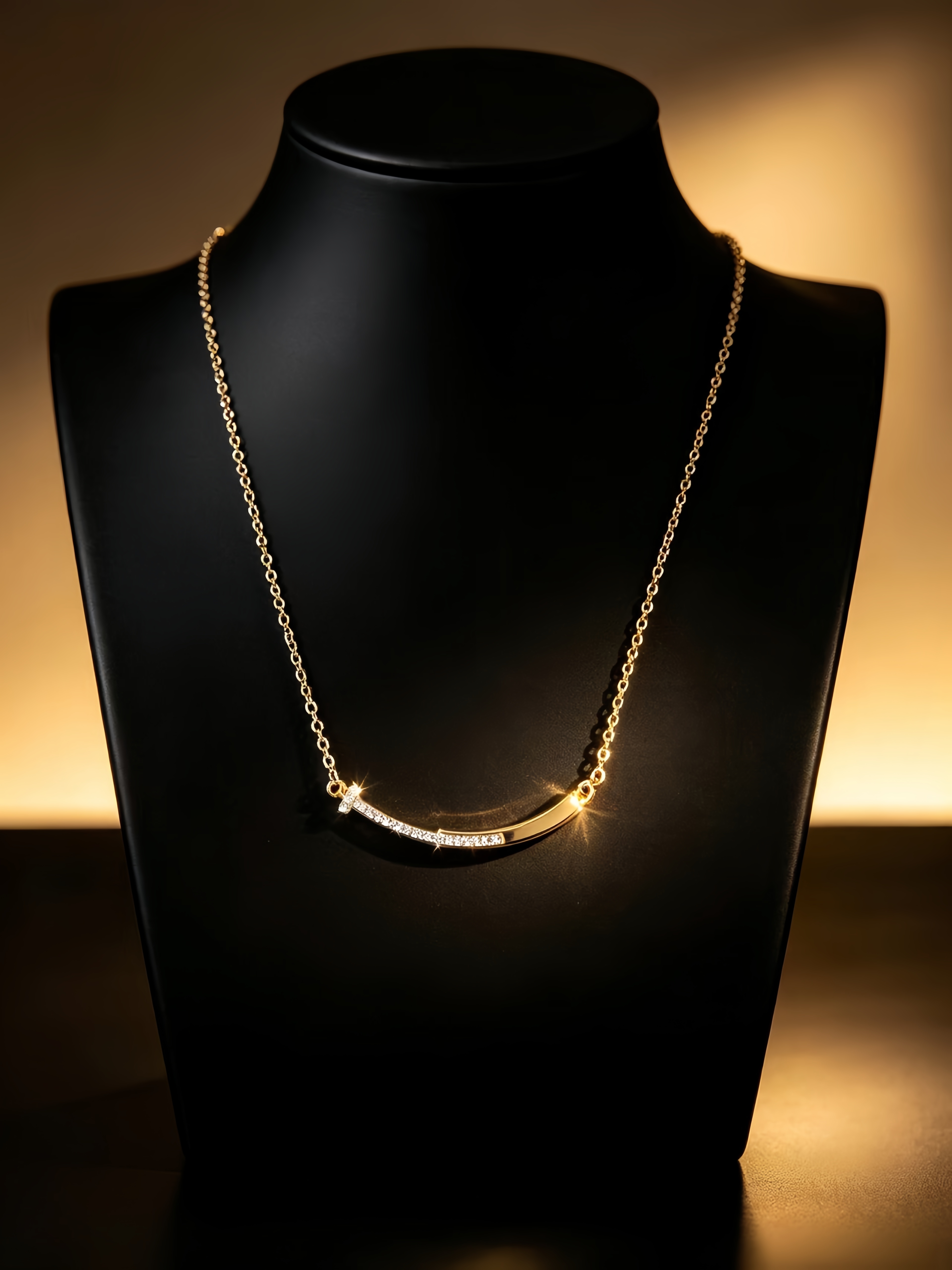 Gold Crystal Pendant Necklace