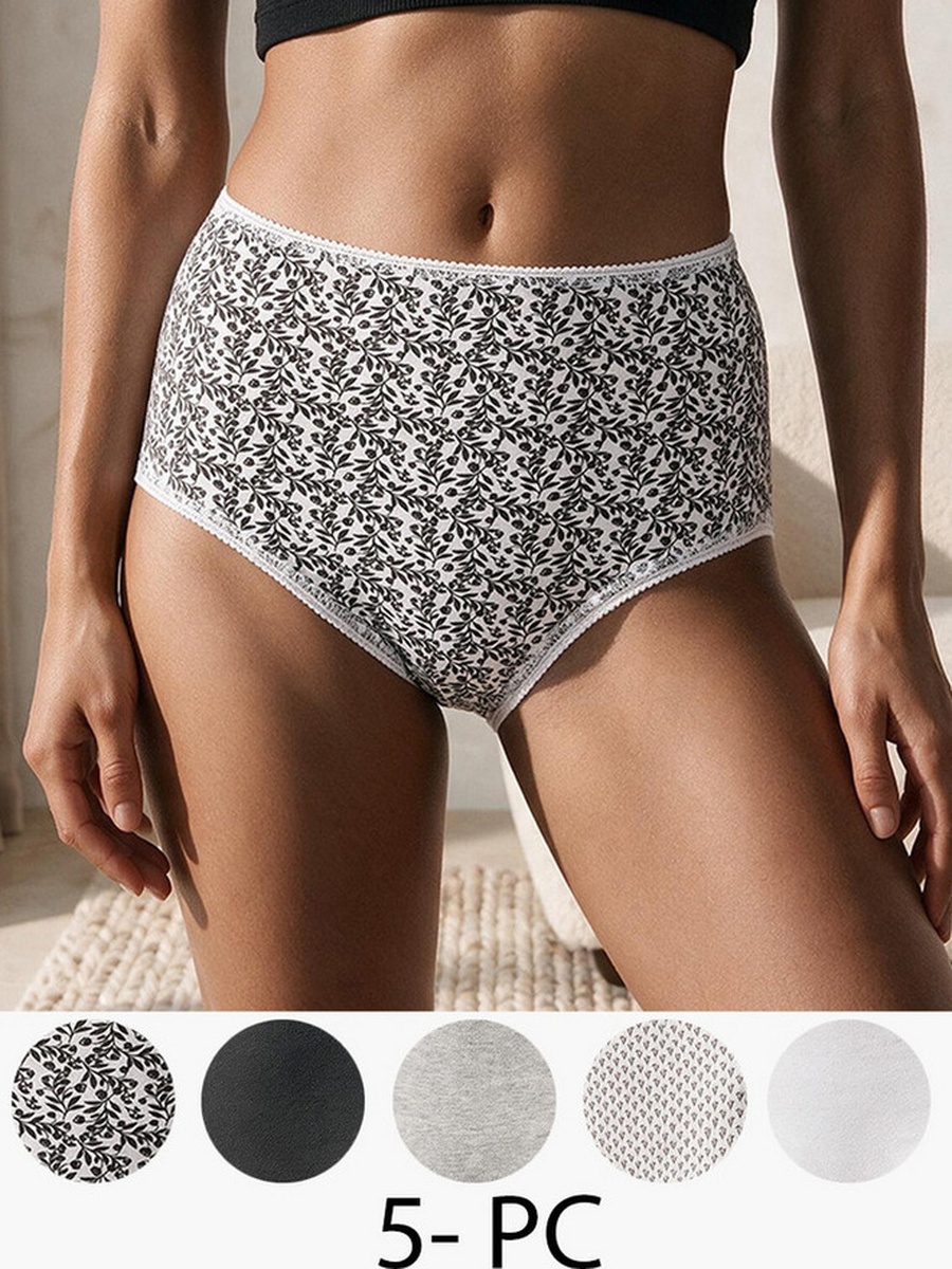 Pack of 5 Floral Print Full Briefs