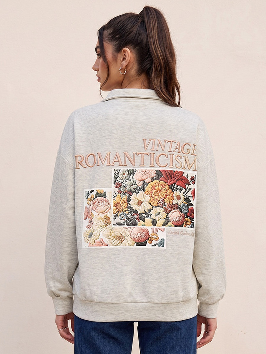 Dutch Golden Age Sweatshirt with Half-Zip Placket