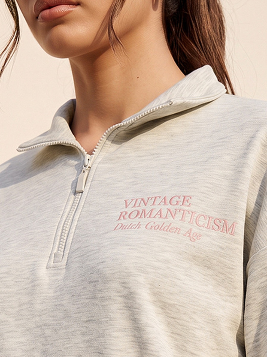 Dutch Golden Age Sweatshirt with Half-Zip Placket