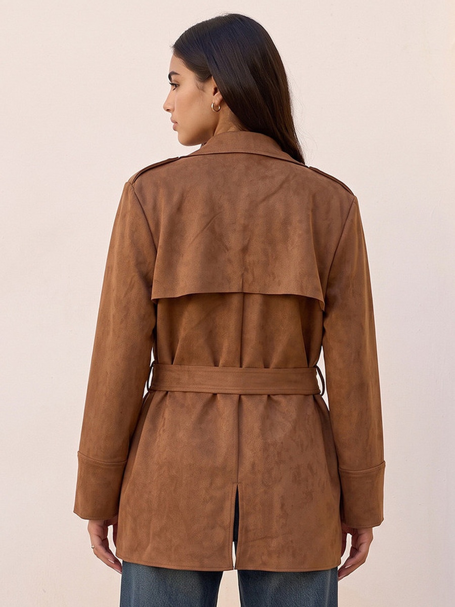 Suede Trench Jacket with Belt
