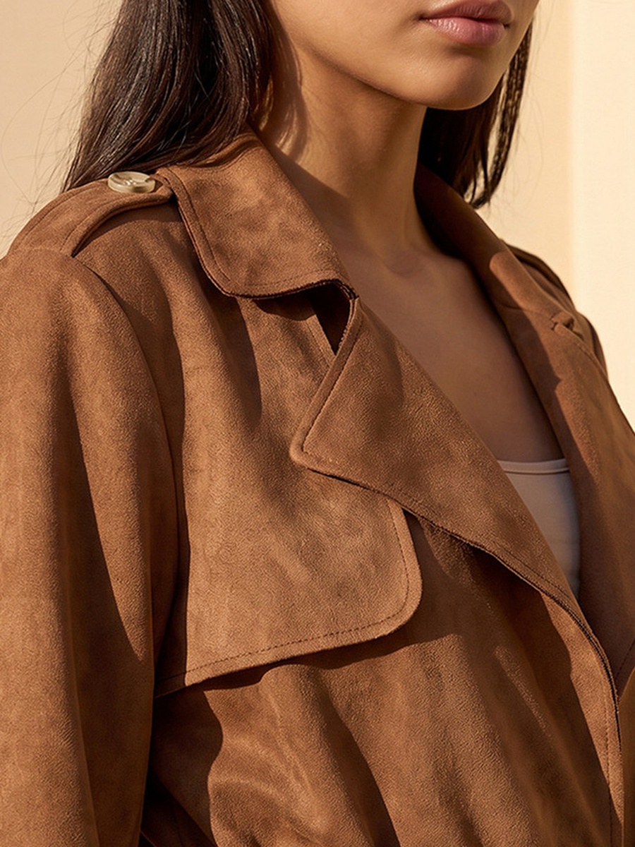 Suede Trench Jacket with Belt