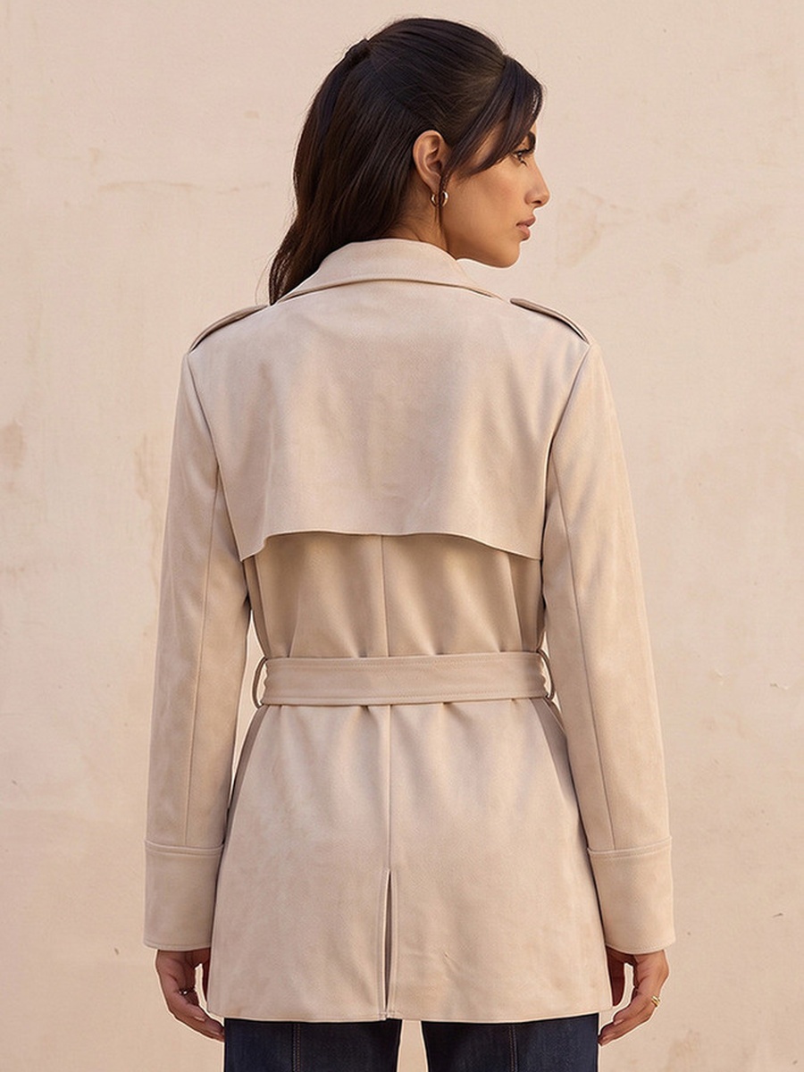 Suede Trench Jacket with Belt