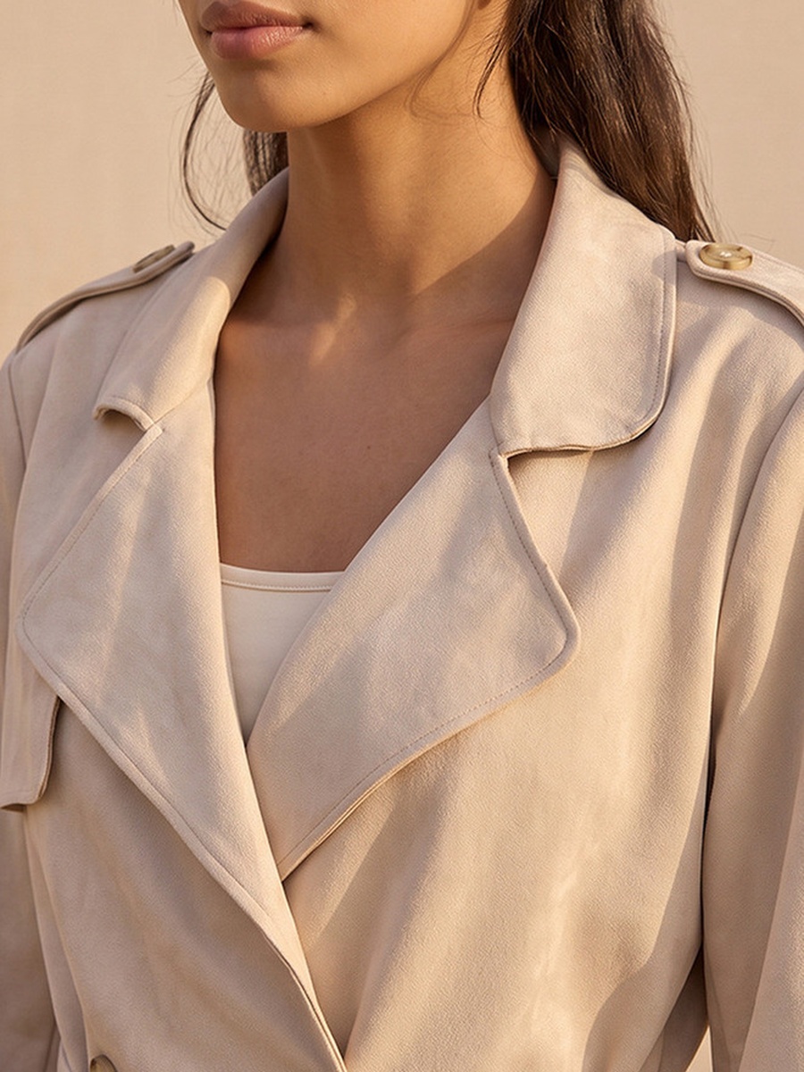 Suede Trench Jacket with Belt