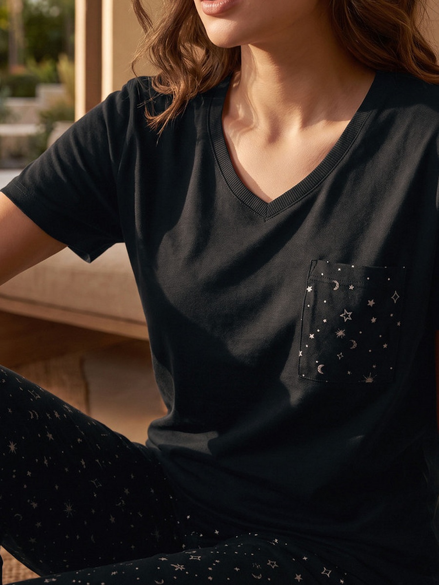 Printed T-shirt and Pyjama Set
