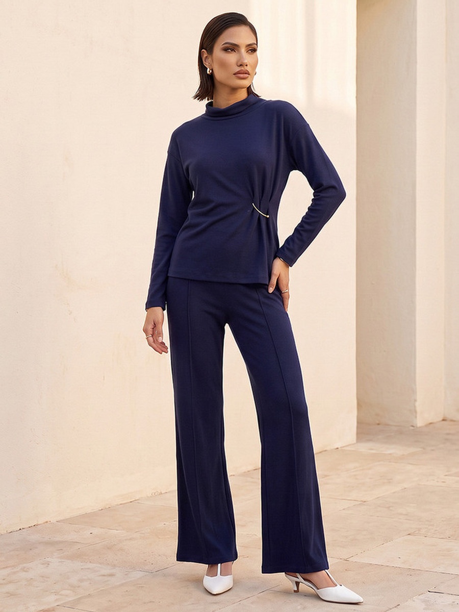 Flared Fit Trousers with Elastic Waist
