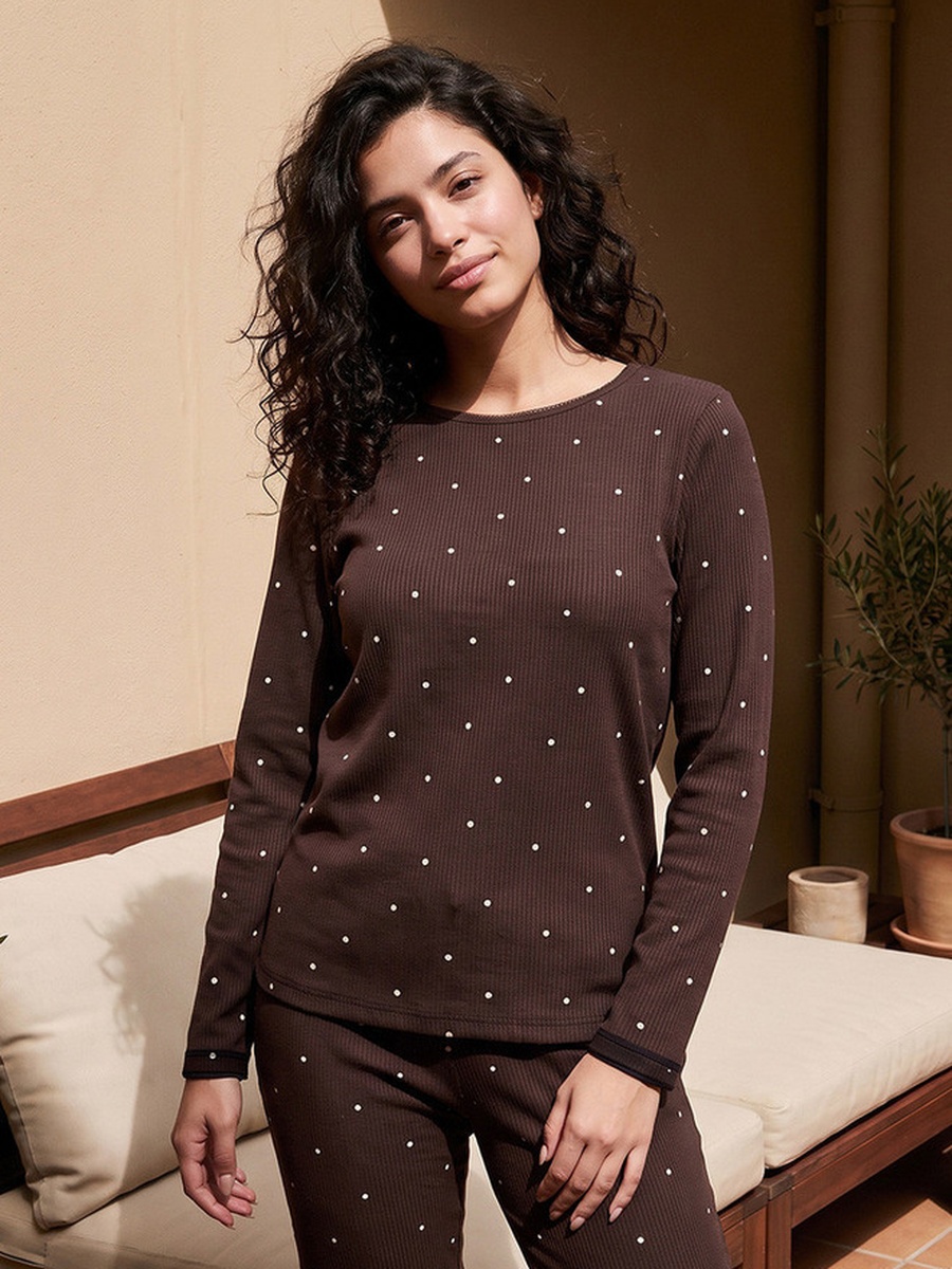 Polka Dot Print Thermal Top