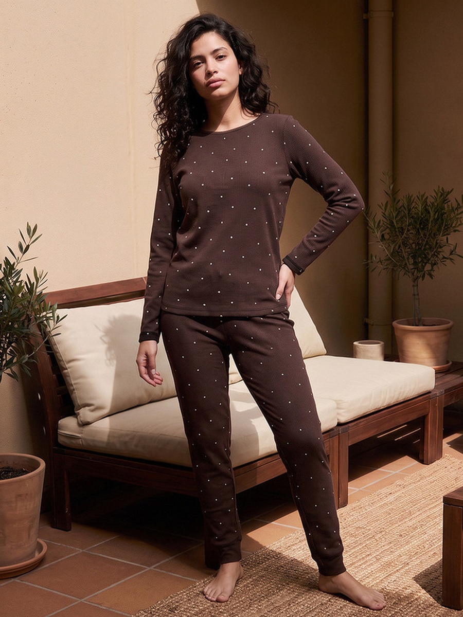 Polka Dot Print Thermal Top
