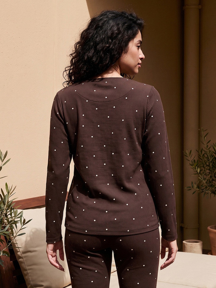 Polka Dot Print Thermal Top