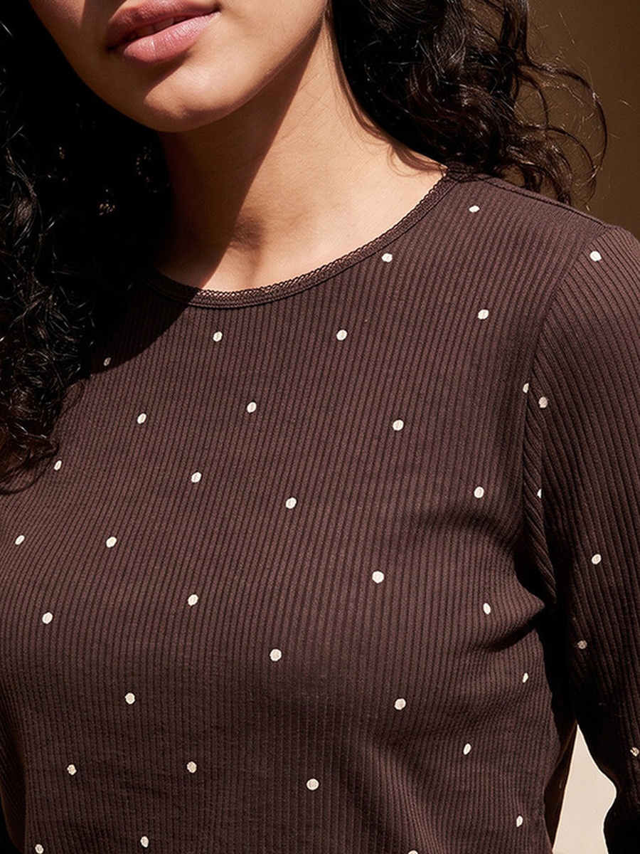 Polka Dot Print Thermal Top