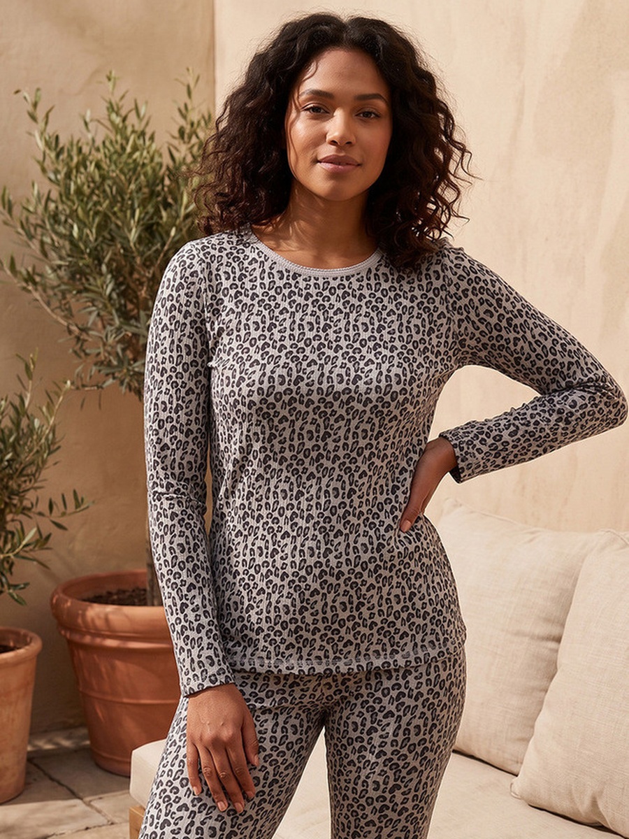 Animal Print Thermal Top