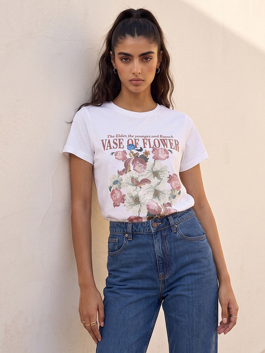 Floral Print Cotton T-shirt