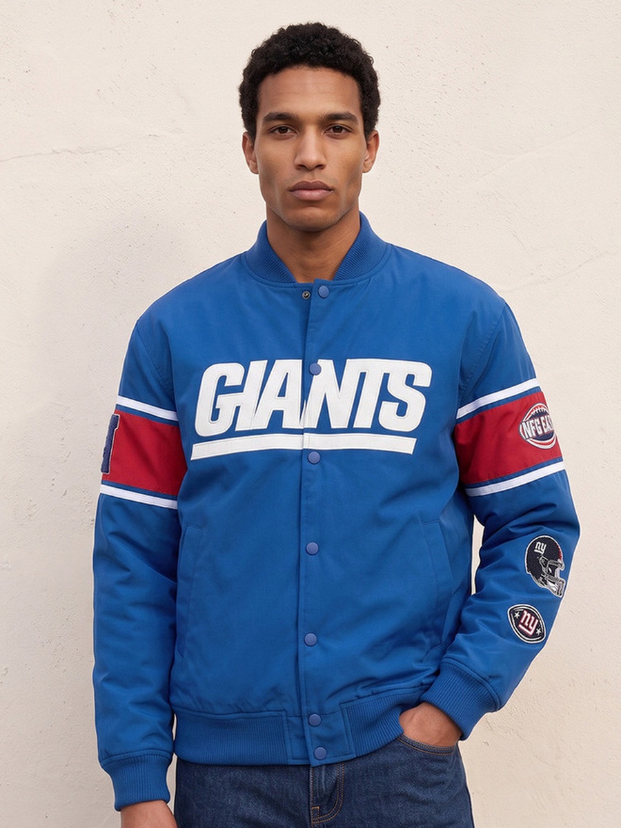 The Buffalo Bills Varsity Jacket with Button Closure