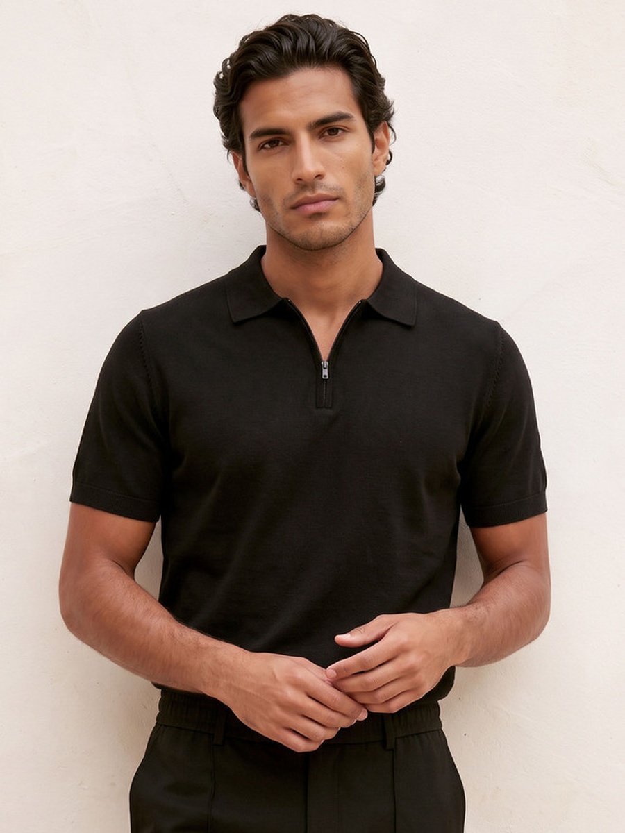 Polo T-shirt with Zip Closure