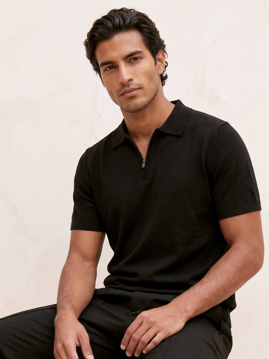Polo T-shirt with Zip Closure