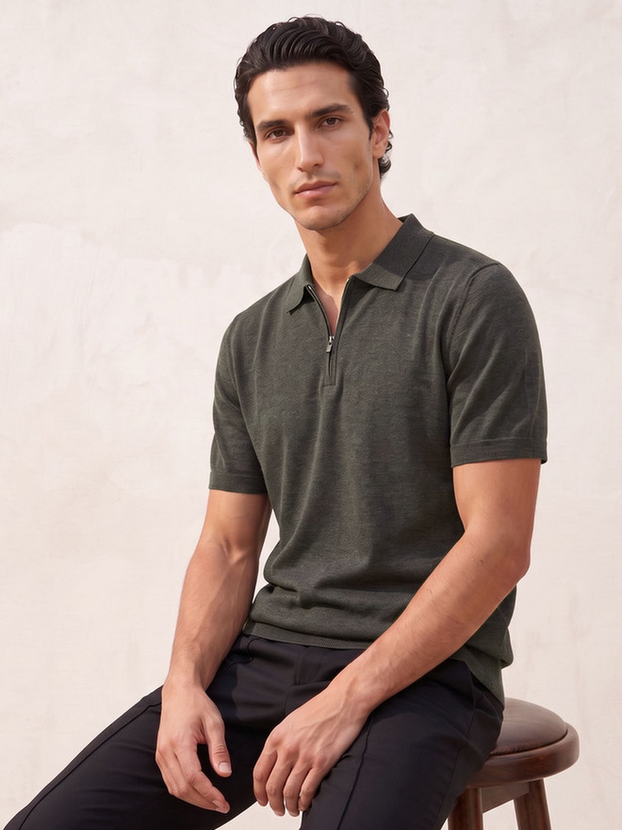 Polo T-shirt with Zip Closure