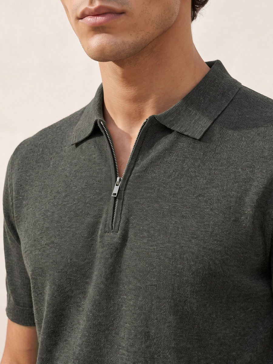 Polo T-shirt with Zip Closure