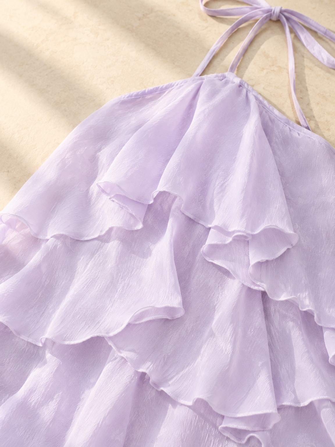 Purple Tiered Ruffle Halter Neck Maxi Dress
