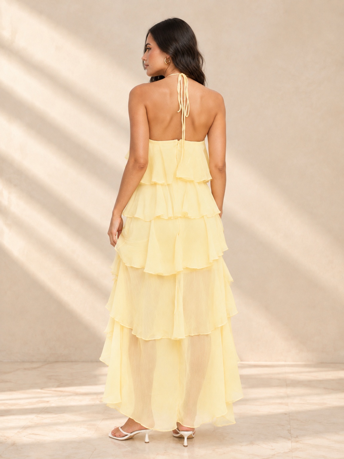 Yellow Tiered Ruffle Maxi Dress