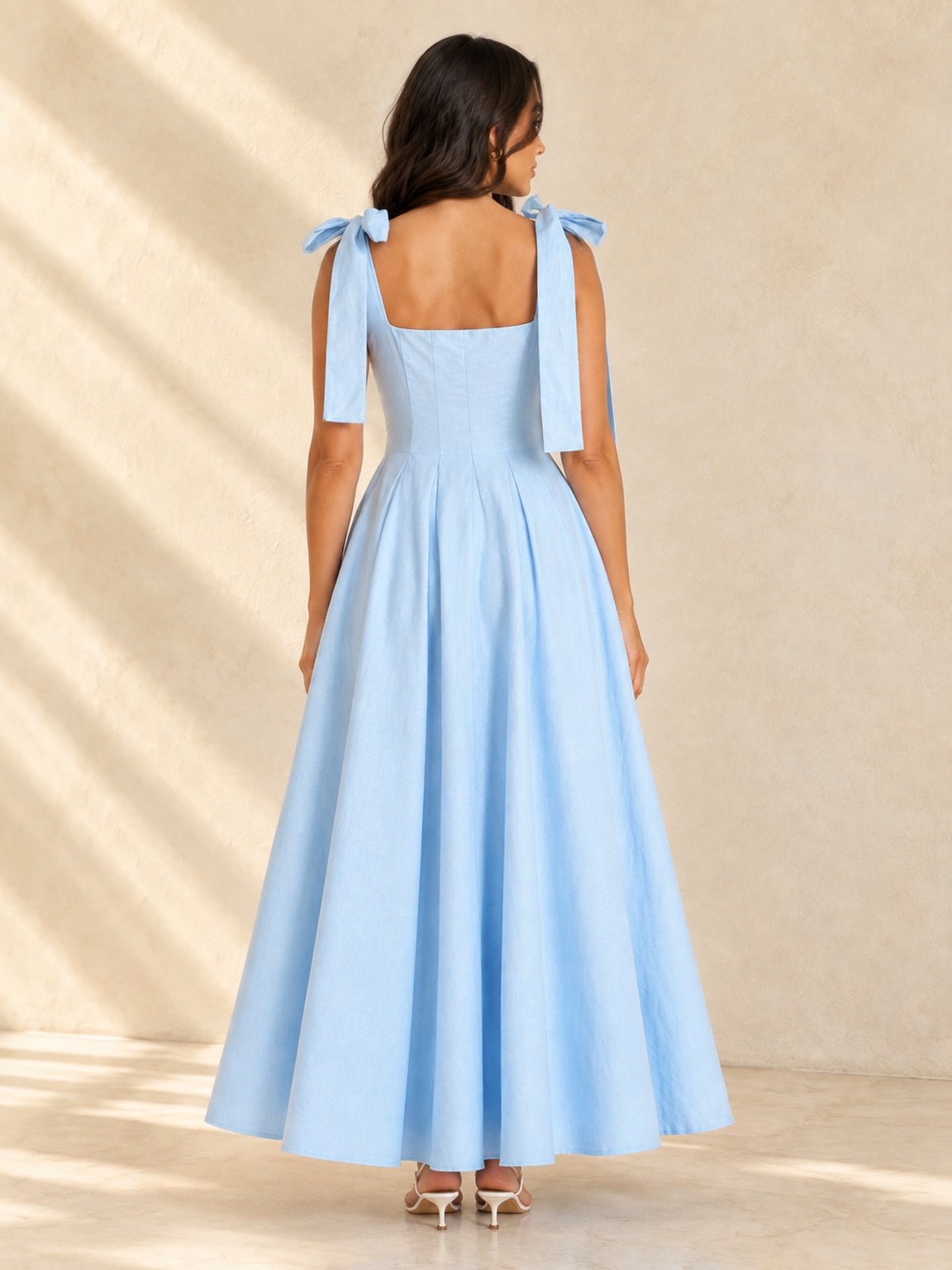 Light Blue Strappy Fit and Flare Maxi Dress