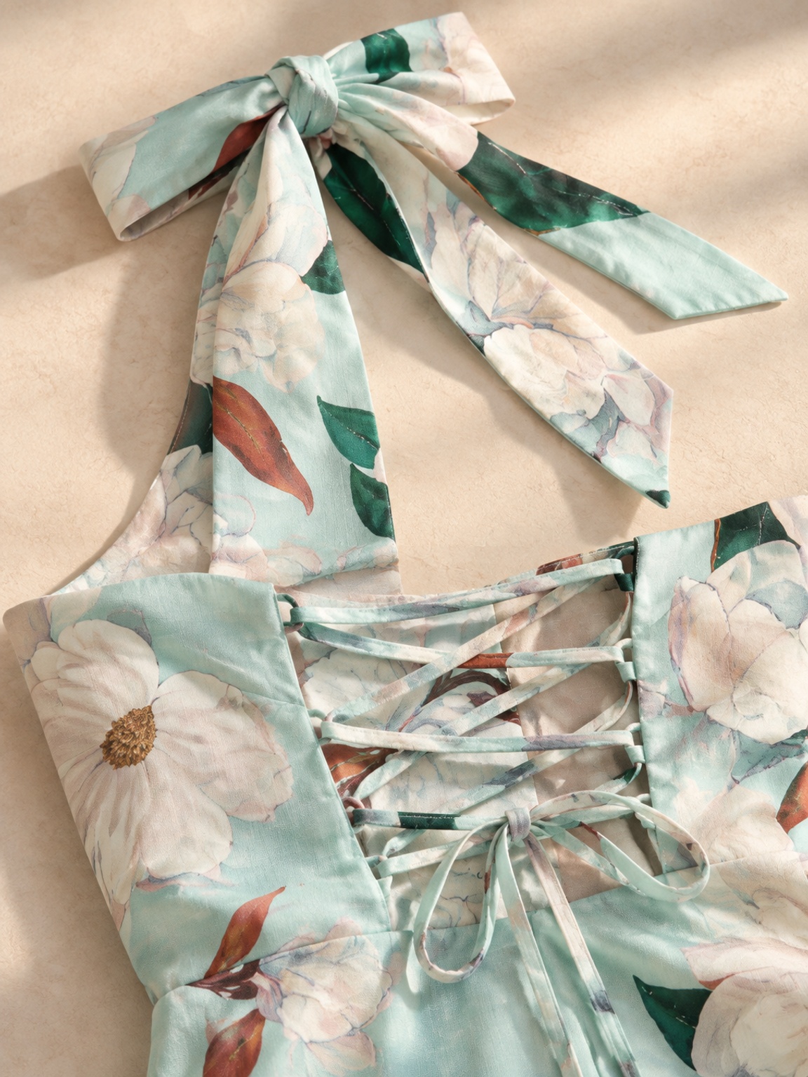 Blue Floral Halter Neck A-Line Maxi Dress