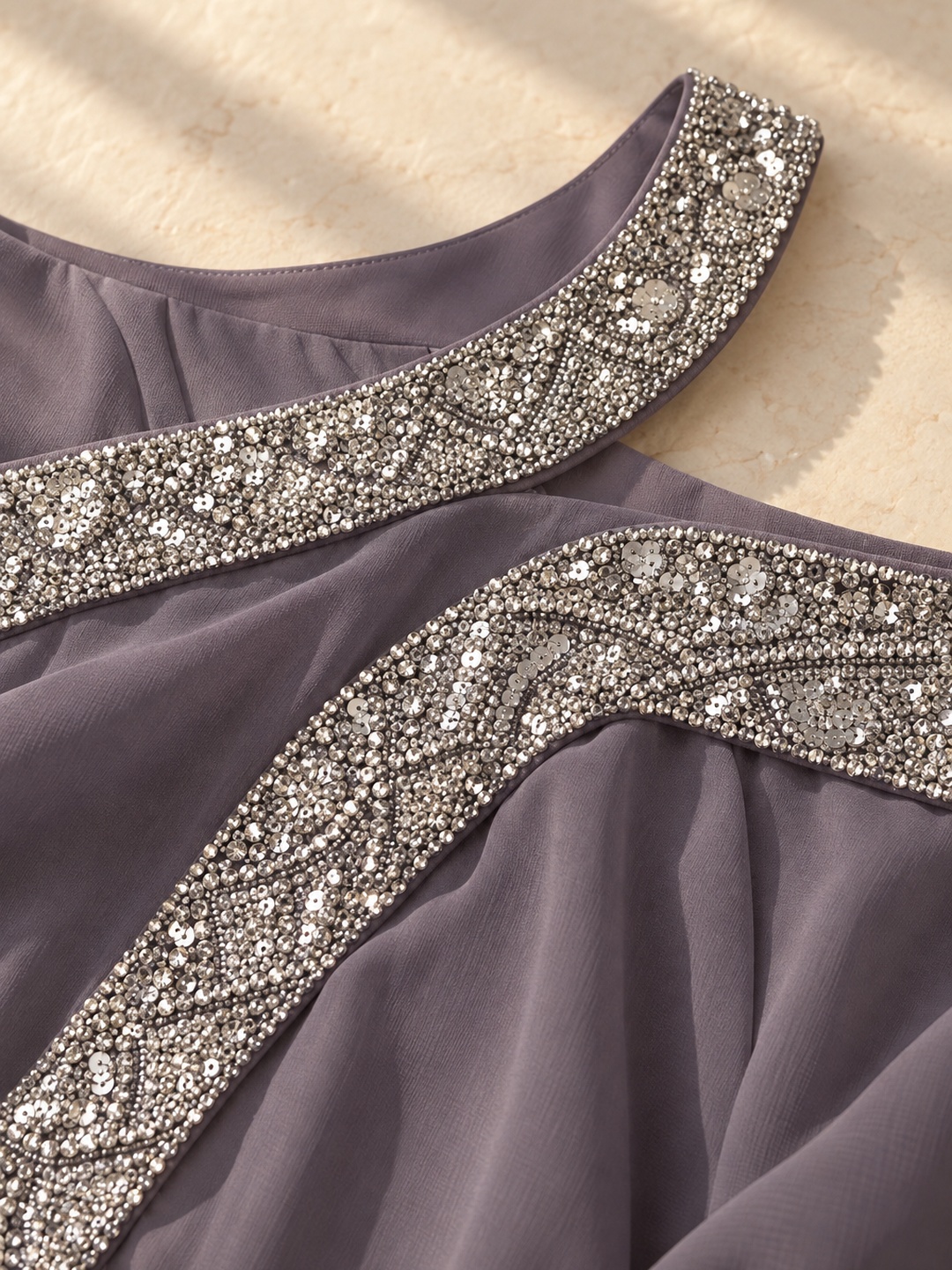 Purple Embellished Kaftan Maxi Dress