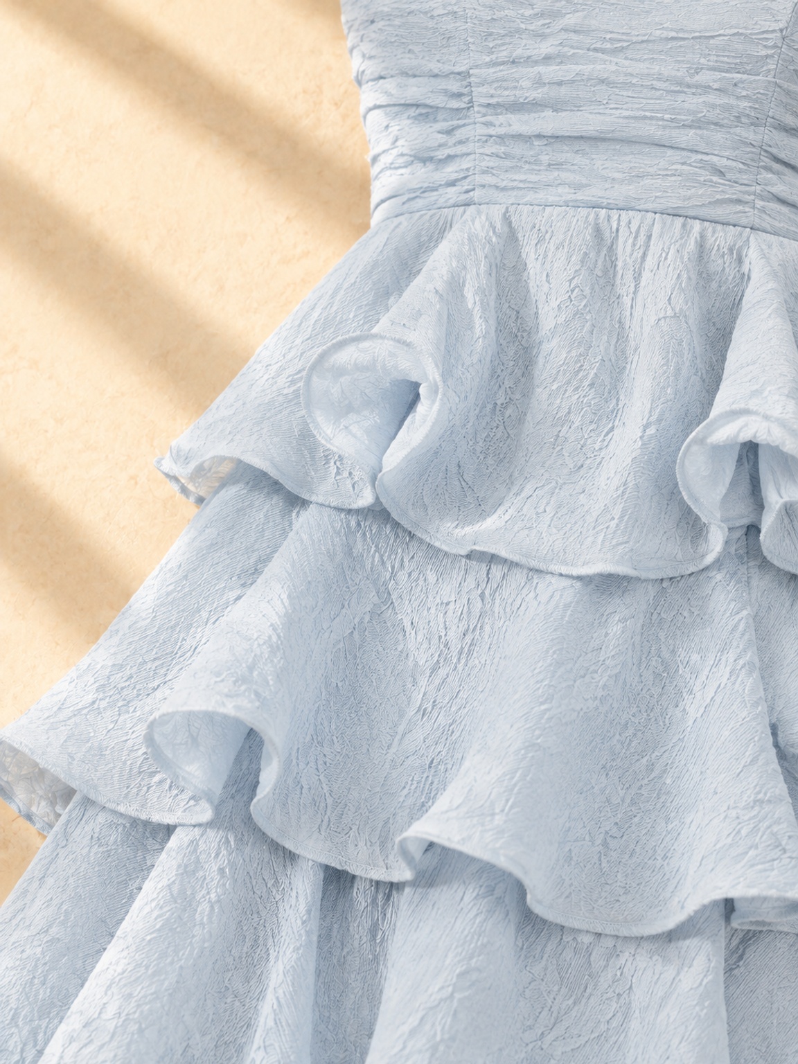 Sky Blue Strapless Tiered Maxi Dress