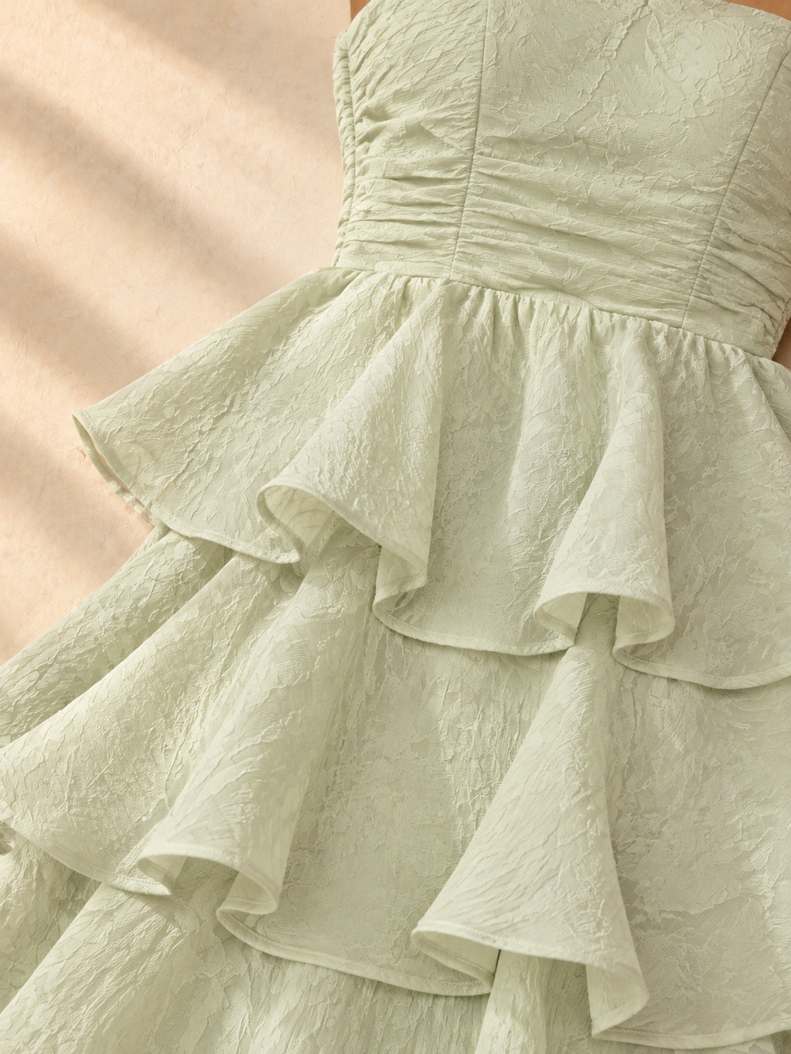 Sage Tiered Strapless Maxi Dress