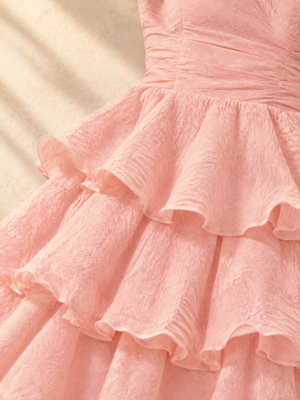 Pink Tiered Strapless Maxi Dress