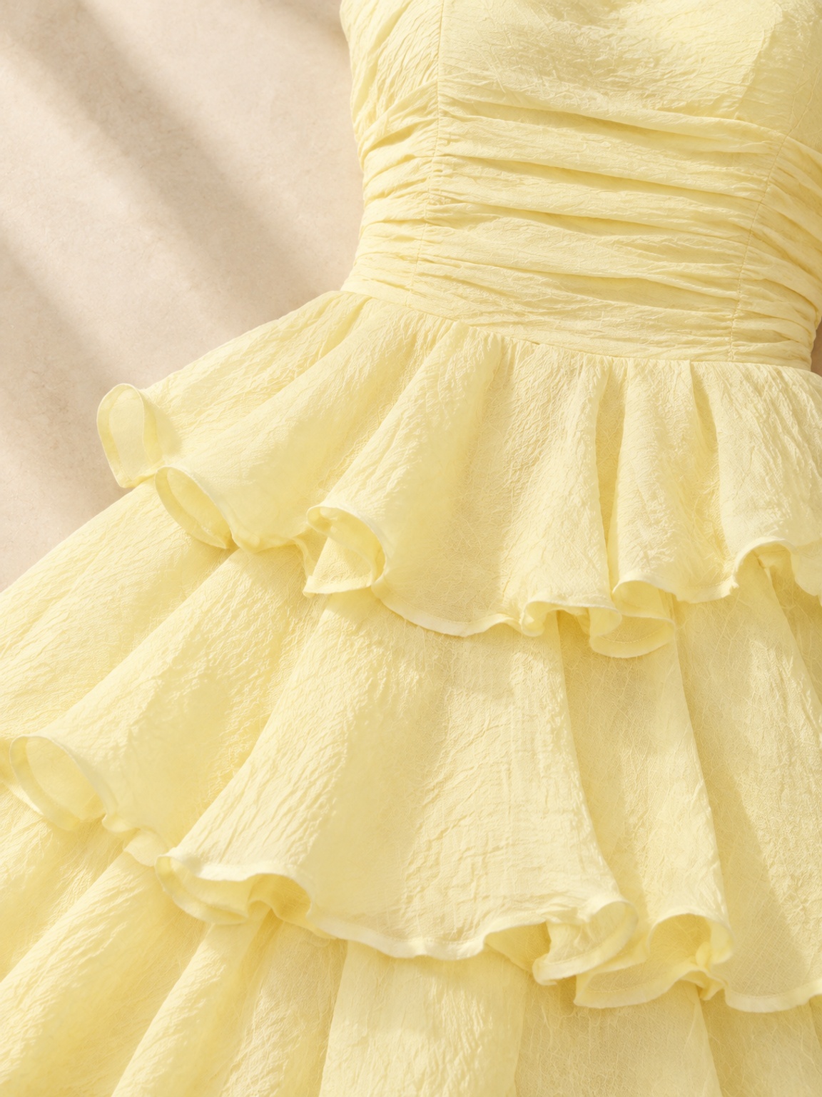 Yellow Strapless Tiered Maxi Dress