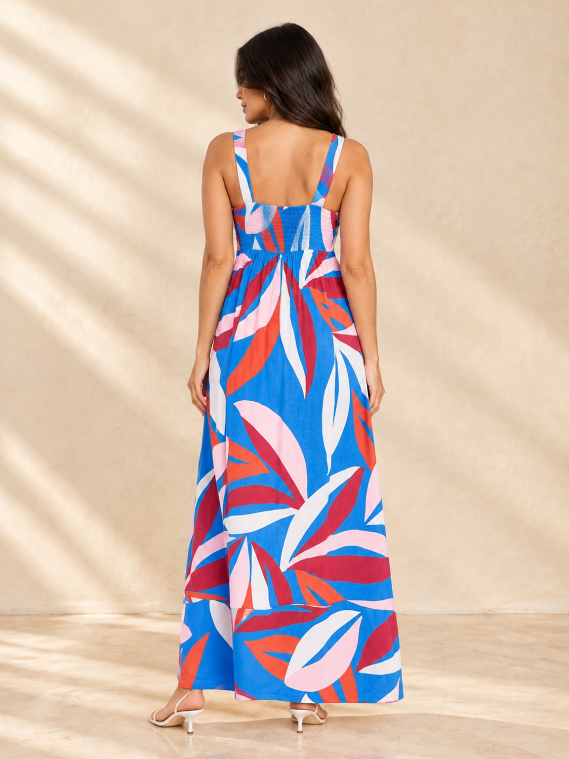 Multi Abstract Print A-Line Maxi Dress Strappy Style