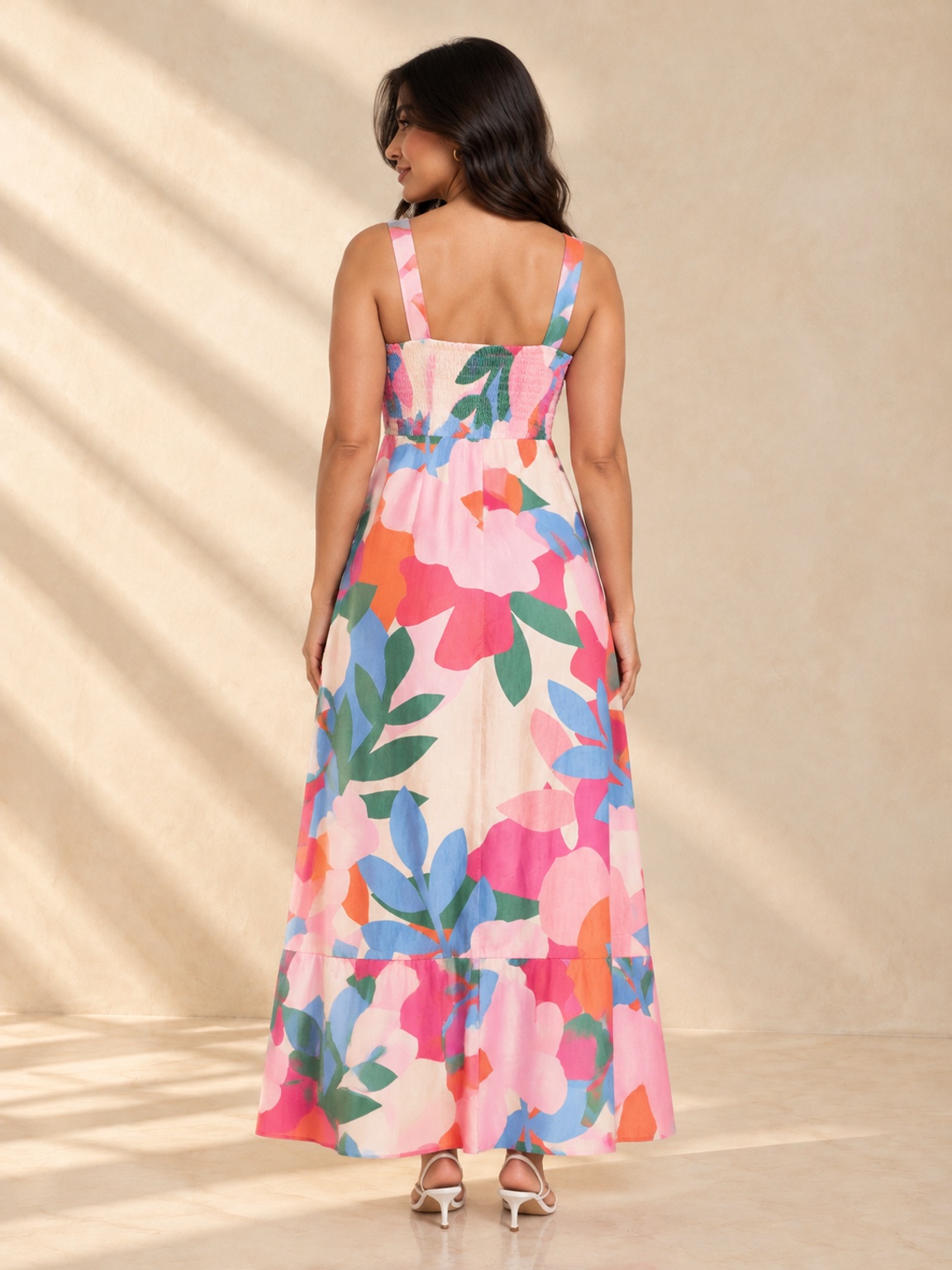 Vibrant Floral Maxi Dress - Sleeveless Fit and Flare