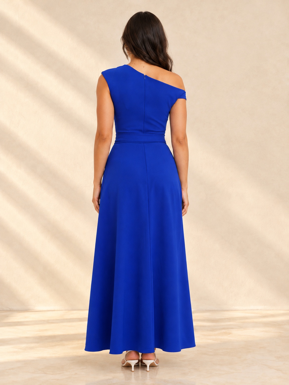Blue Sleeveless Maxi Dress with Tie Waist