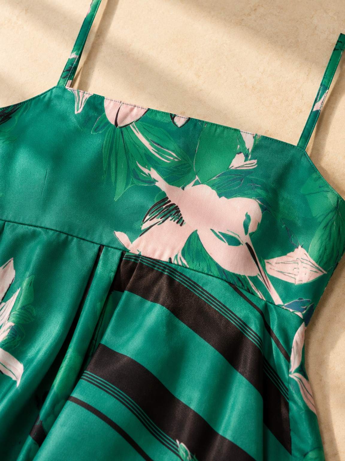 Green Floral Maxi Dress - Strappy Fit and Flare