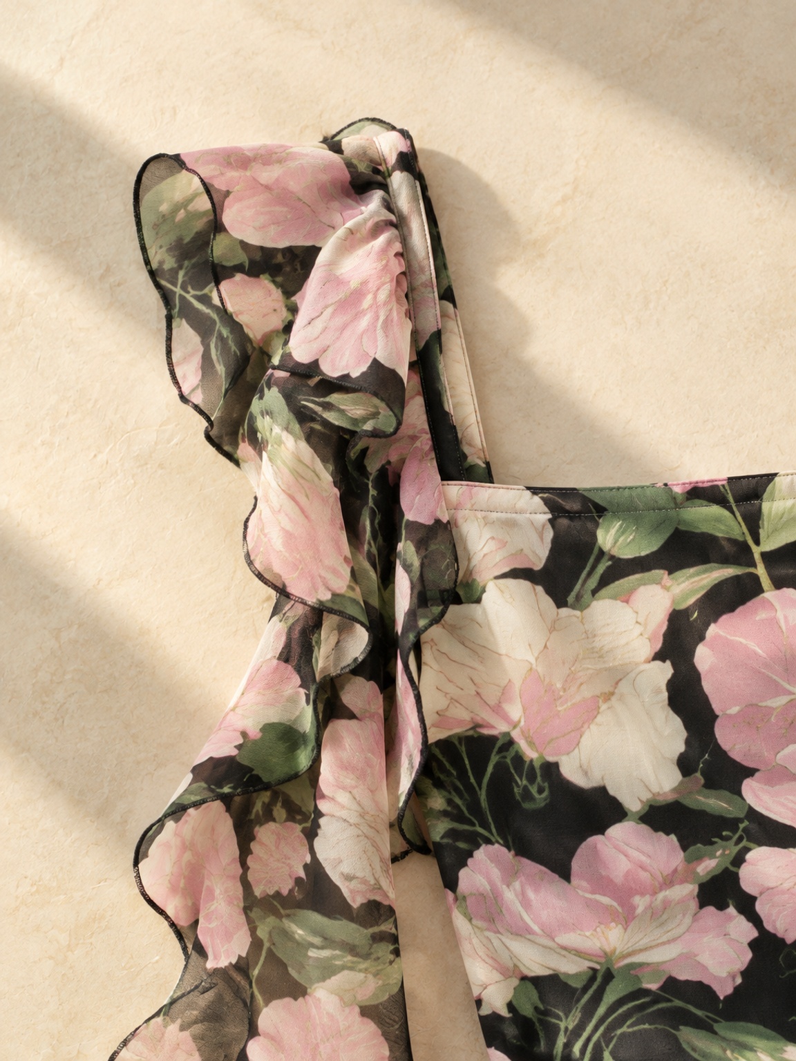 Floral Bodycon Maxi Dress with Ruffle Straps