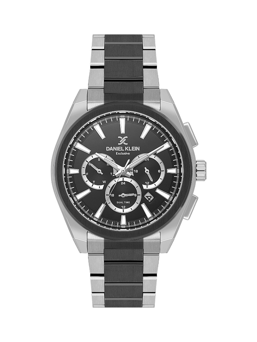 Exclusive Silver and Black Stainless Steel Watch for Men DK.1.14252-5