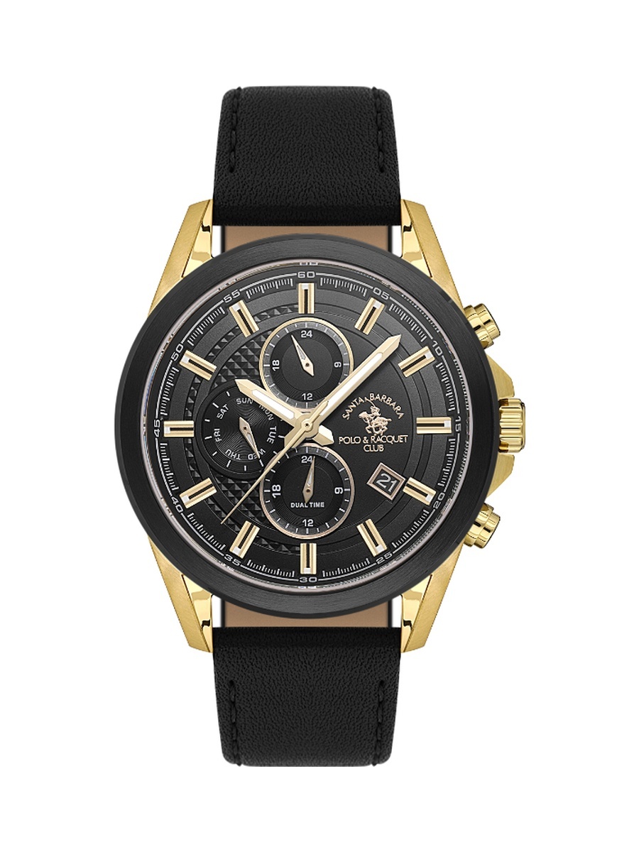 Black Genuine Leather Watch for Men SB.1.10676-5