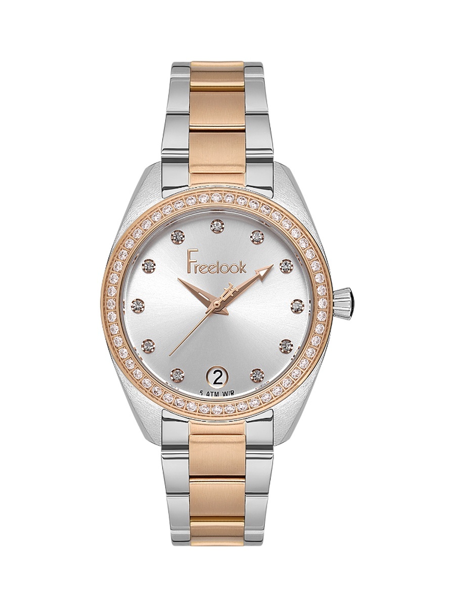Silver and Rose Gold Stainless Steel Watch for Women FL.1.10428-4