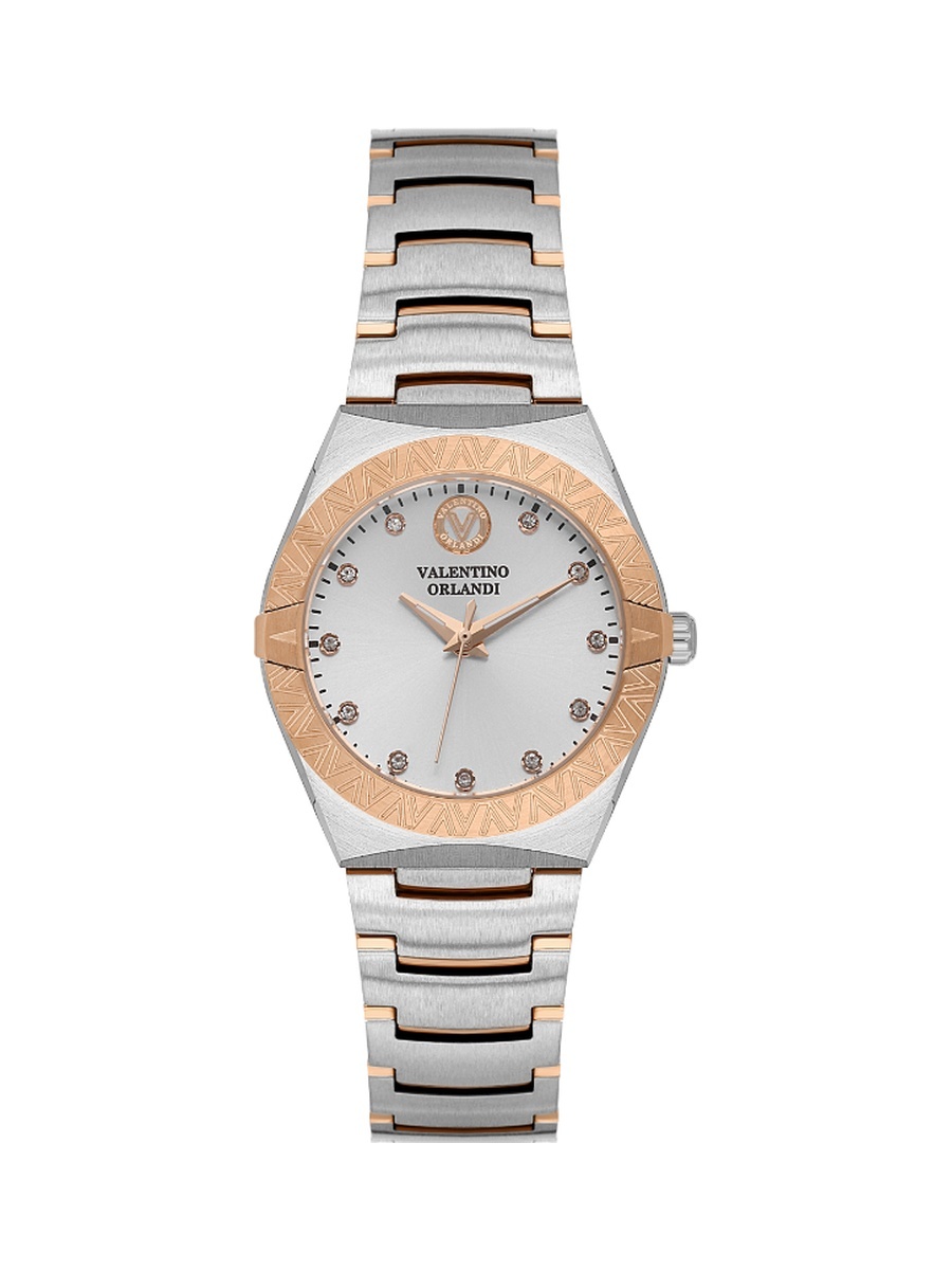 Silver and Rose Gold Stainless Steel Watch for Women VO.1.10023-5
