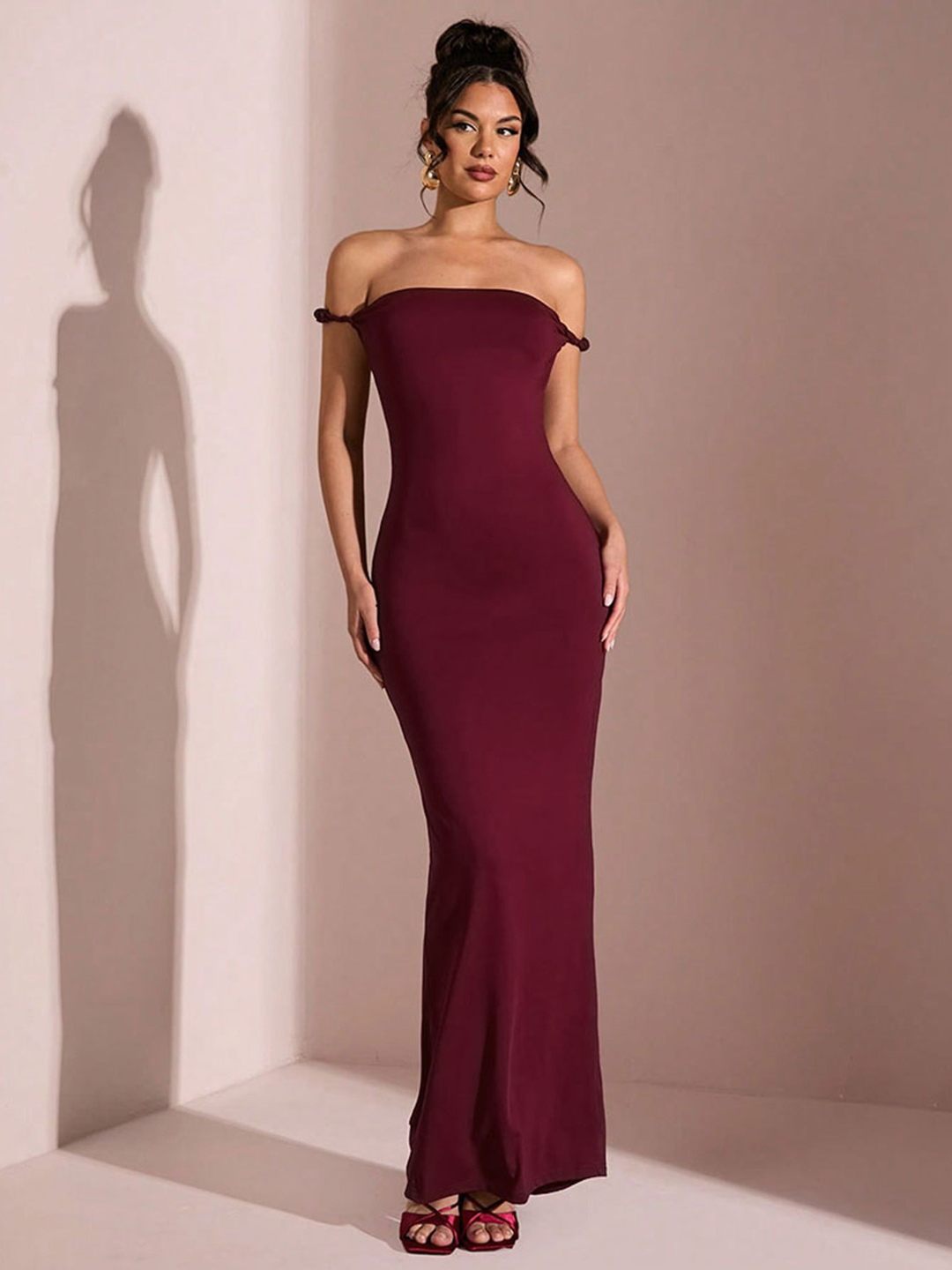 Strapless Mermaid Maxi Dress - Burgundy