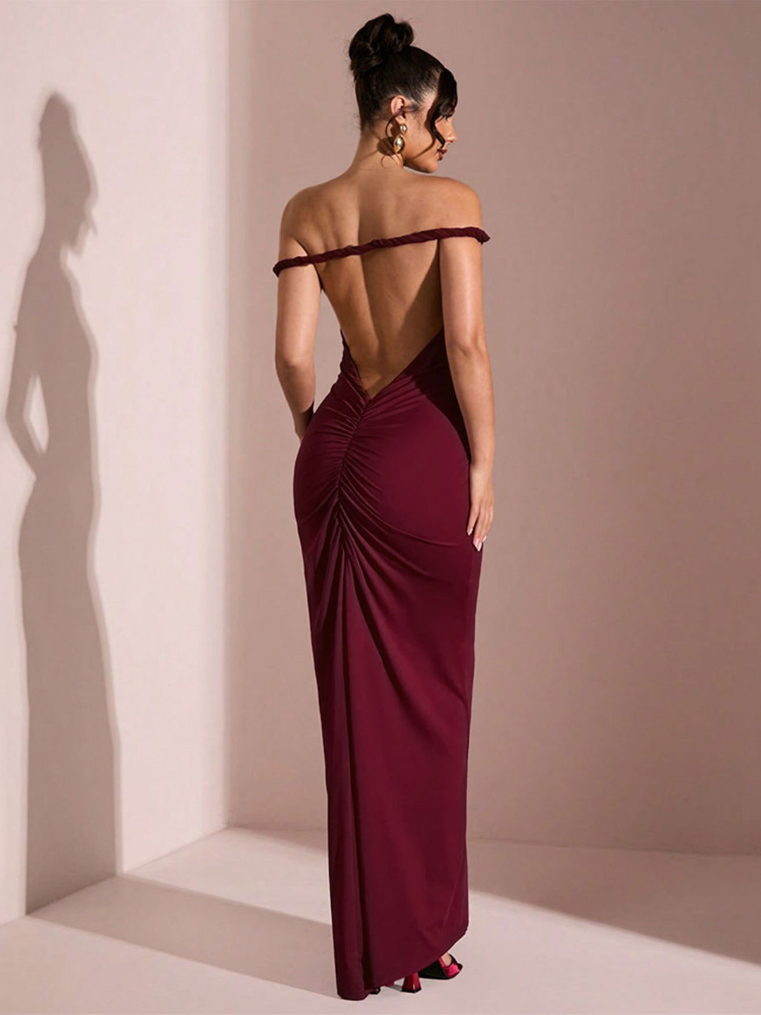 Strapless Mermaid Maxi Dress - Burgundy