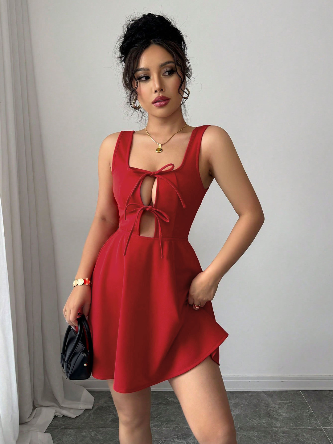 Red Sleeveless Fit and Flare Mini Dress