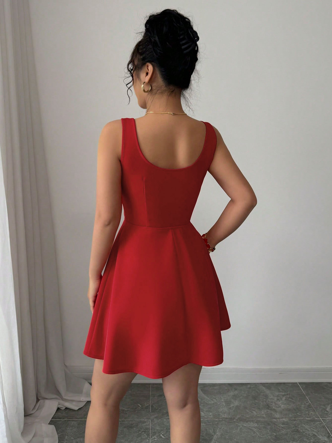 Red Sleeveless Fit and Flare Mini Dress