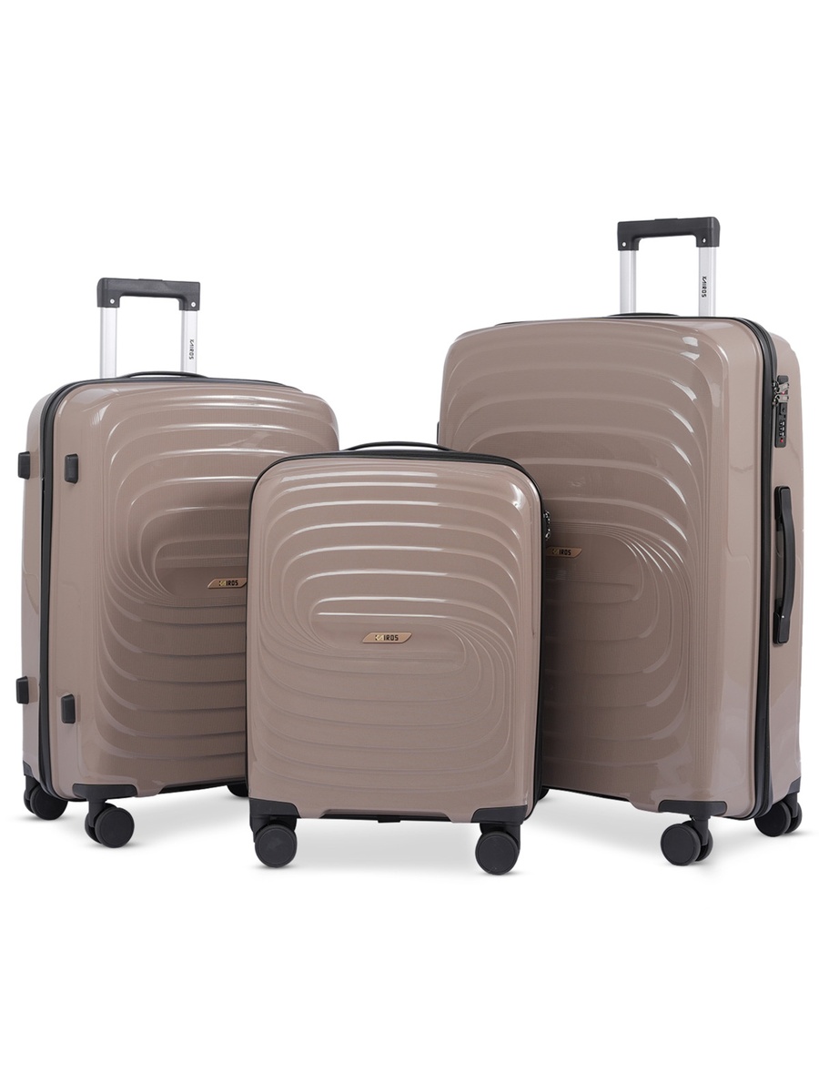 3-Piece Luggage Set - 20inch/24inch/28inch with Anti-Theft Zipper | Polypropylene(PP) Material | Lightweight | TSA Lock | 360, 4-Wheels | Telescopic Handle | Tough Suitcase for Travel KTR-701-Khaki